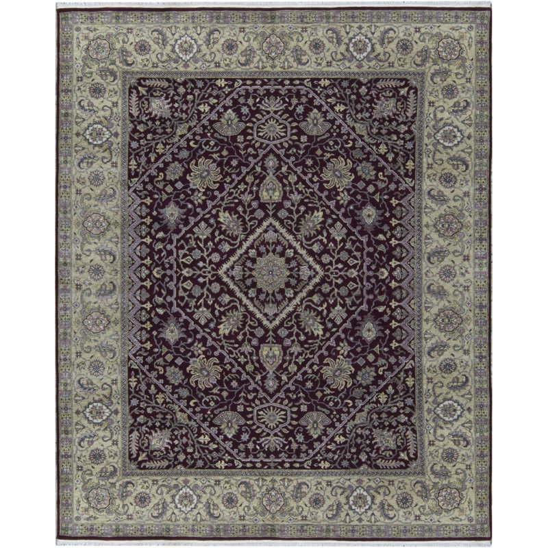 Tapis rouge et or de haute qualité noué à la main