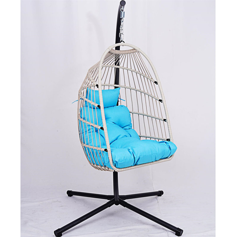Fauteuil suspendu d'extérieur avec support, Bleu