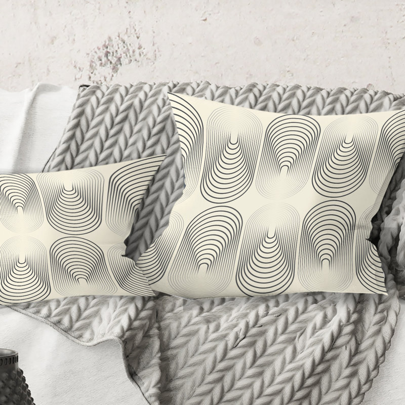 Motif géométrique monochrome X - Coussin Mid-Century, 18 po x 18 po