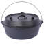 Casserole pré-assaisonnée en fonte avec couvercle pour poêle de camping en fer noir 6 pintes
