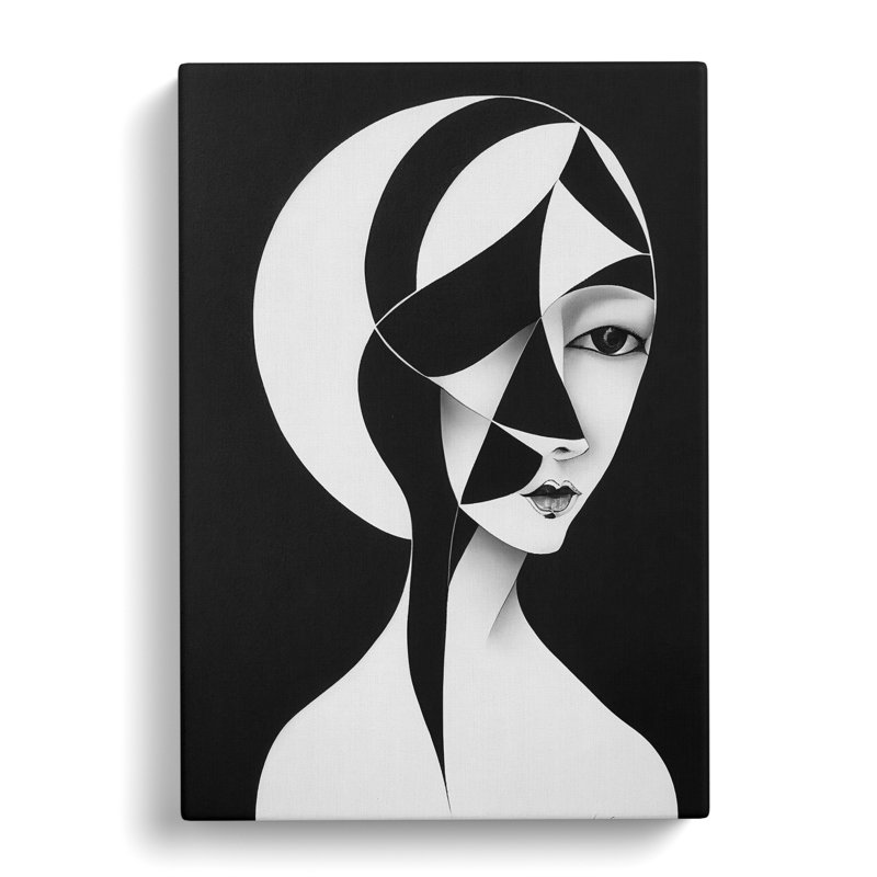 Monochrome Abstract Woman - Wrapped Canvas Print, Wrapped Canvas, 50cm H x 35cm W x 3cm D