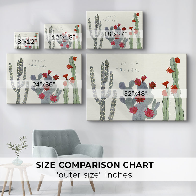 Collection de cactus floraux de Noël - Cavas enveloppés de galerie, 8 x 12