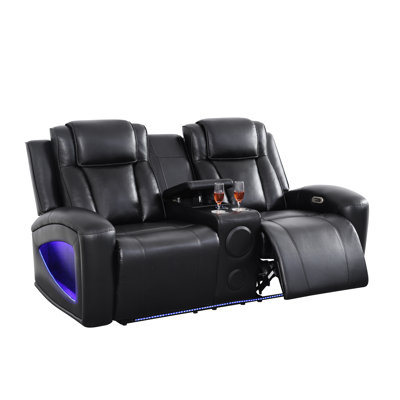 Ensemble de canapé inclinable 3 pièces Intelligent Ultimate Comfort rencontre Smart Living | Cuir semi-PU noir respirant