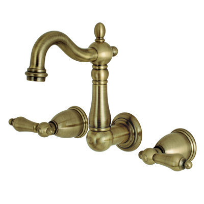 Kingston Brass Heritage Two-Handle 3-Hole Wall Mount Bathroom Faucet
