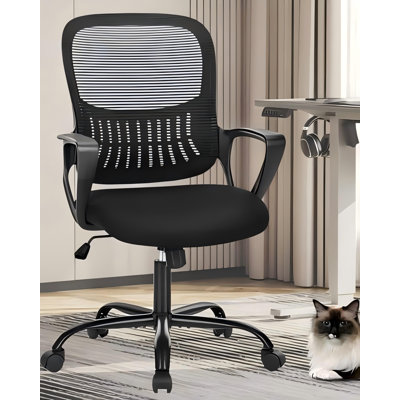 Home Office Computer Gaming Desk Chair, Ergonomic Mid-Back Mesh Rolling Work Swivel Task Chairs With Wheels, Comfortable Lumbar Support, Comfy Arms Fo -  Inbox Zero, 86B2FCFC440948CF8DA69677A20ED9F8