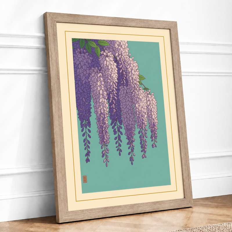 Cascading Wisteria Botanical - Framed Print, Oak, A4 - 29.7 x 21.0 cm