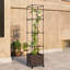 Lit de jardin surélevé roulant avec treillis et jardinière à arrosage automatique, métal brun ton de bois, carré 15,7