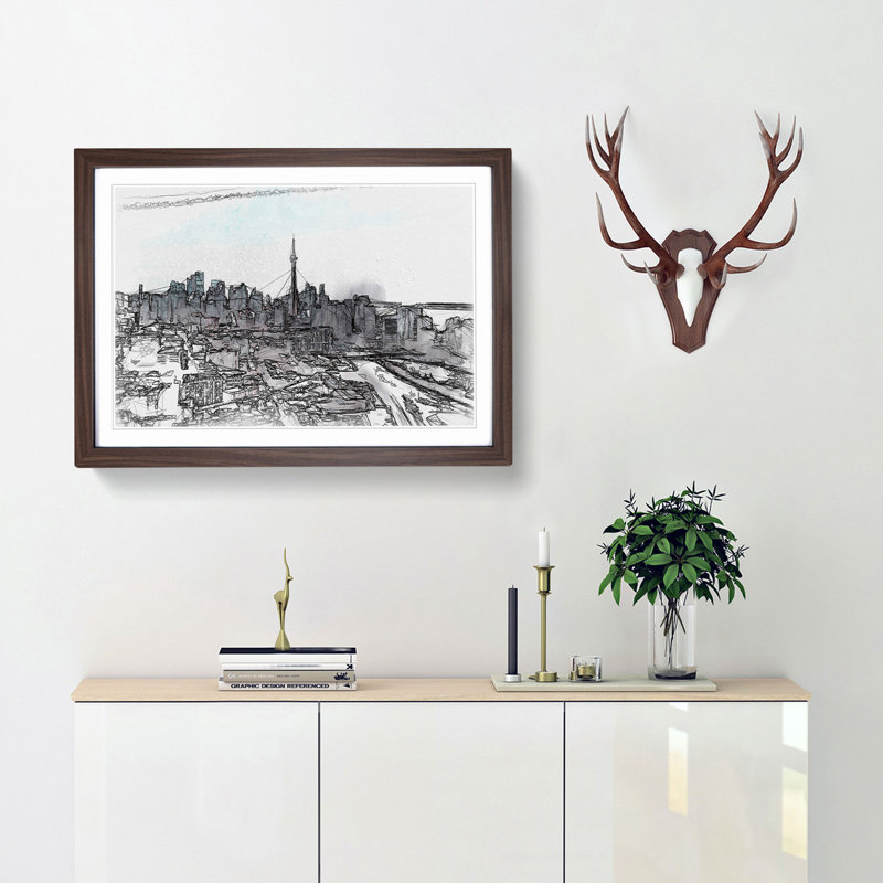 Snowy Toronto in Abstract - Picture Frame Graphic Art Print, 36cm H x 48cm W x 2cm D, Walnut Framed