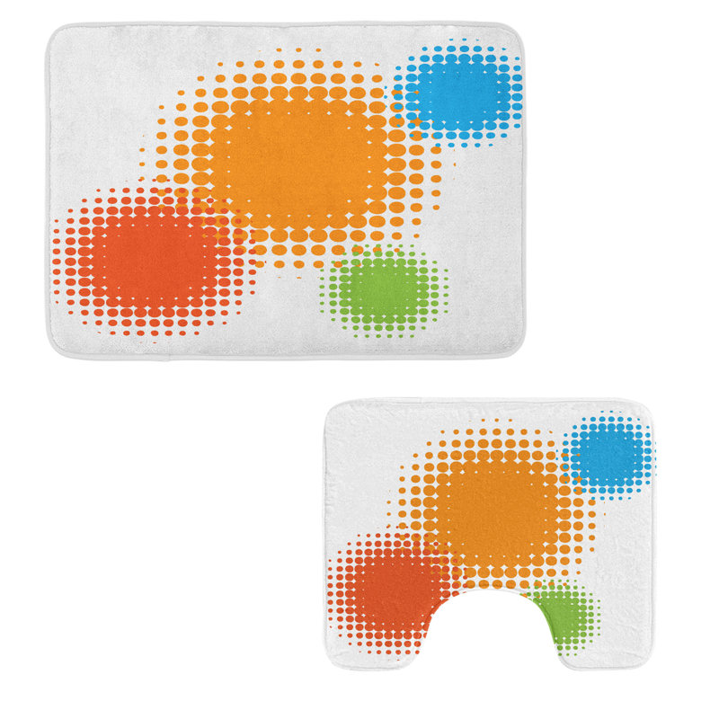  Ensemble de 2 tapis orange orange et bleu