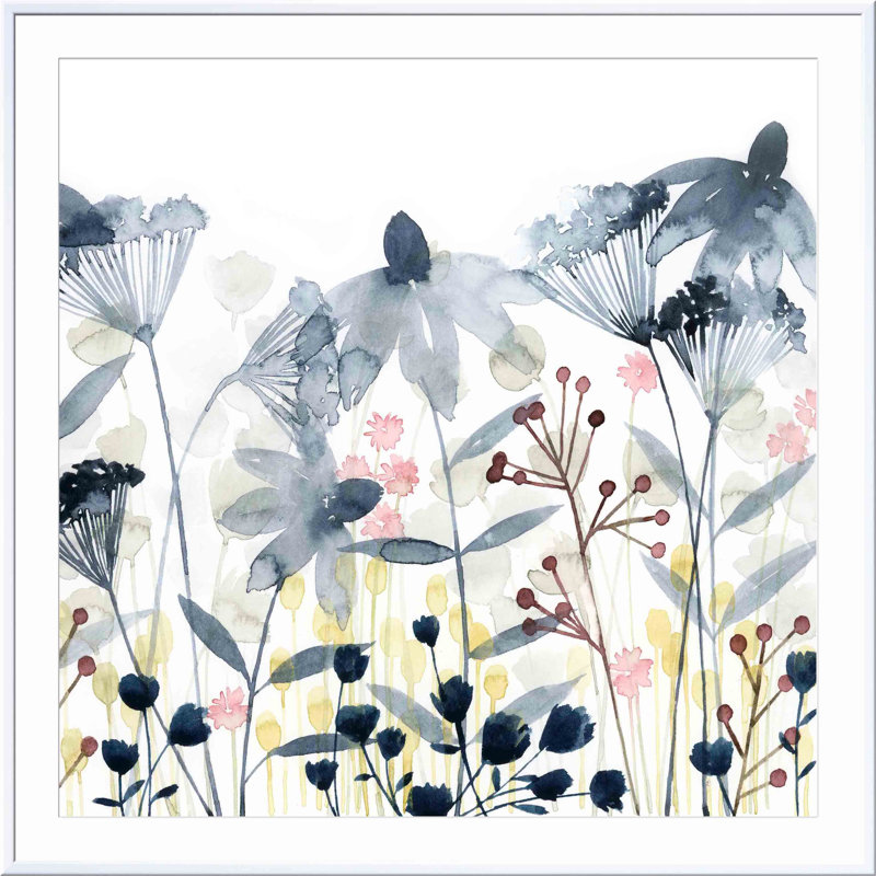 «Layered Gardens II» par Grace Popp - peinture encadrée, H 30 po x l 30 po, Blanc
