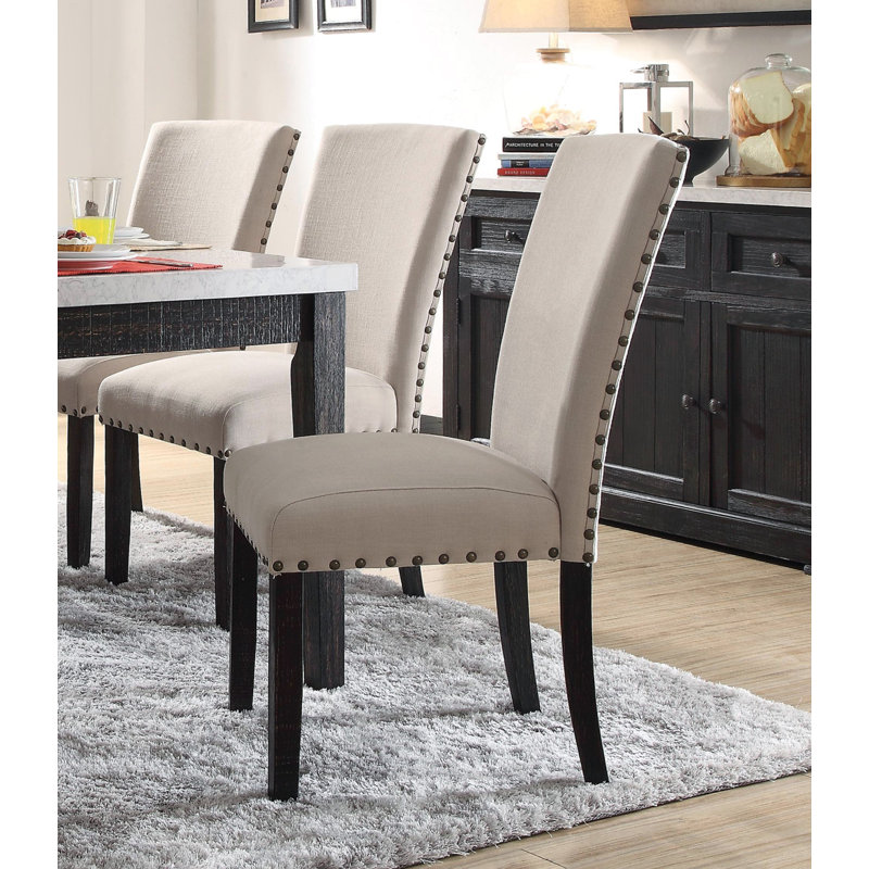 Ensemble de 2 chaises de salle à manger Parson, siège rembourré en bois clouté Comfort