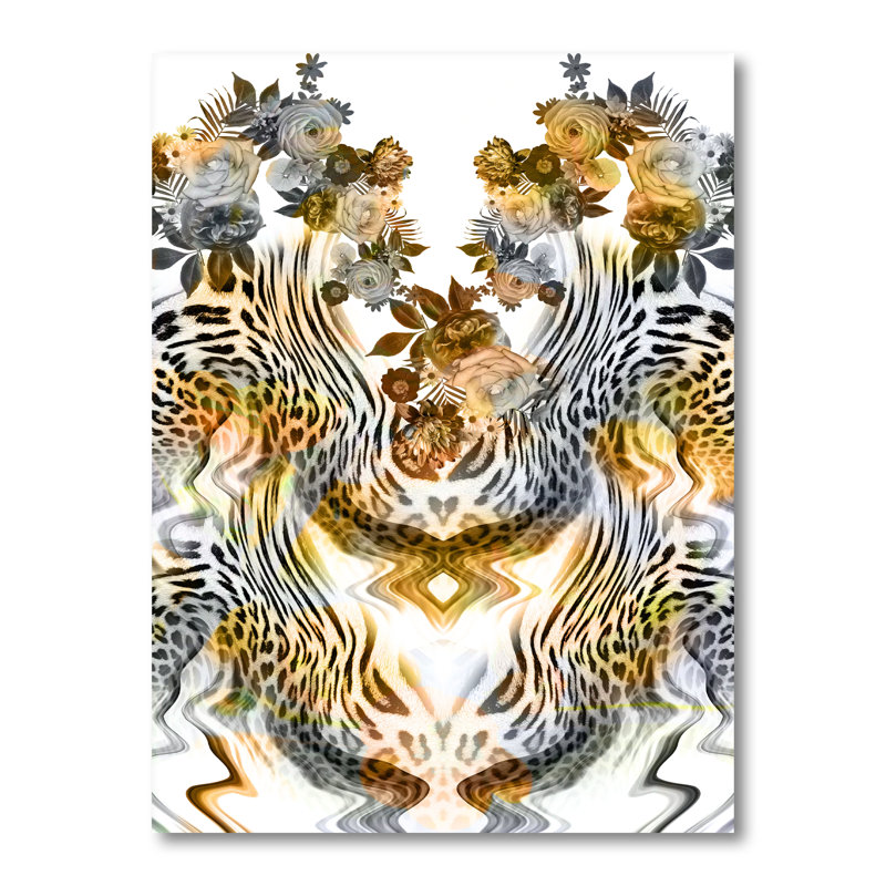 Fleurs léopard - peinture, H 20 po x l 12 po x P 1 po, Toile tendue