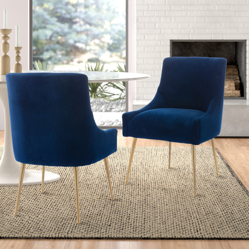 Chaise d'appoint en velours l 22 po Johileny, Bleu velours