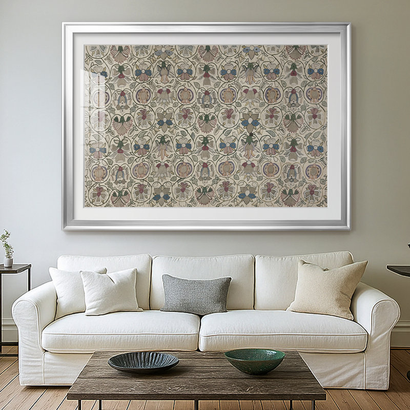 Motif floral répétitif - William Morris - reproduction encadrée avec passe-partout et verre Fin du 19e siècle, 30 x 5 x 42,5