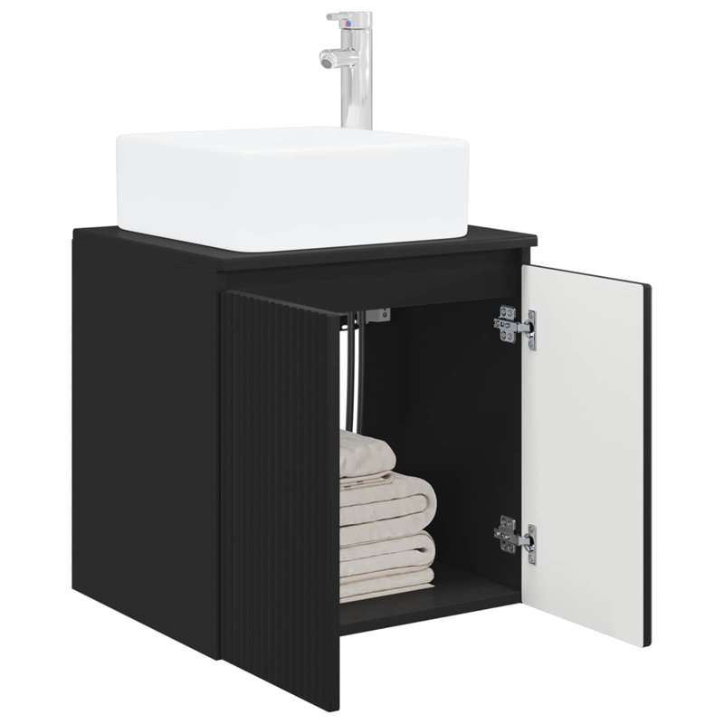 Single Bathroom Vanity with Ceramic Basin, Black