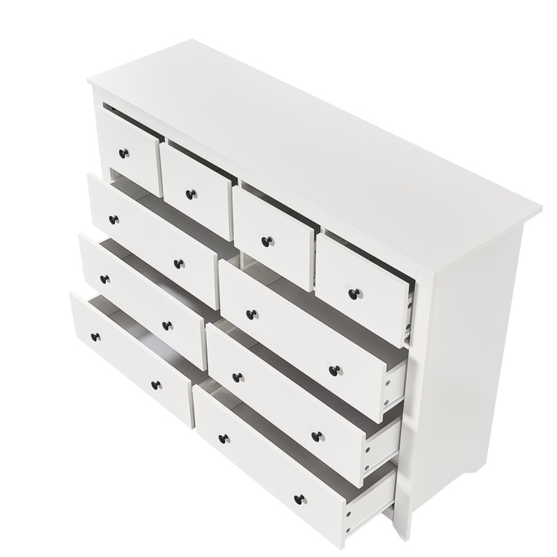 Commode moderne à 10 tiroirs pour la chambre à coucher - Vaste commode de rangement, robuste et sécuritaire, Blanc antique
