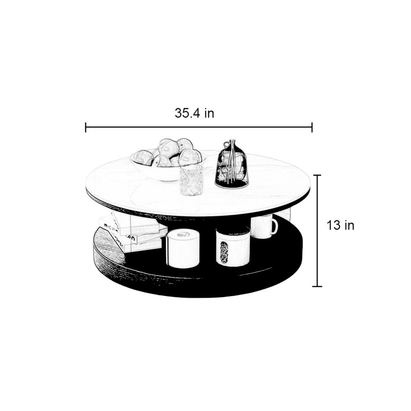 Table basse créative, H 13 po x L 35,4 po x l 35,4 po