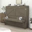 Grand lit escamotable mural en bois avec bureau de coiffeuse, miroir et 2 tiroirs-298041314