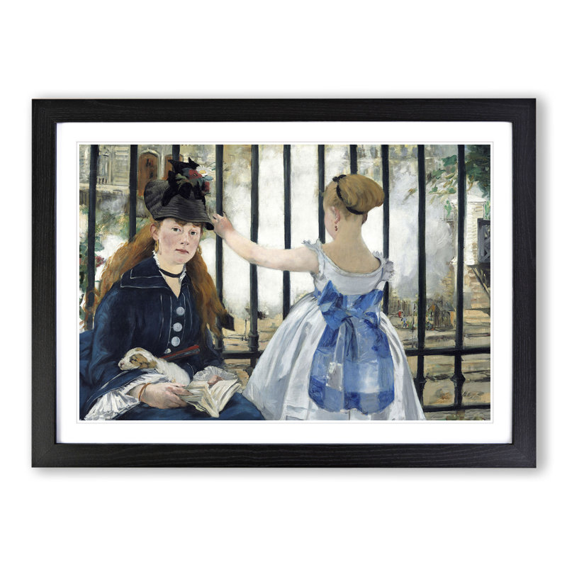 The Railway by Edouard Manet - Picture Frame Painting, 36cm H x 48cm W x 2cm D, Black Framed
