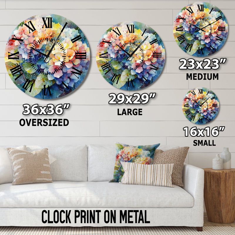 Horloge murale bleue et bleue, Grand