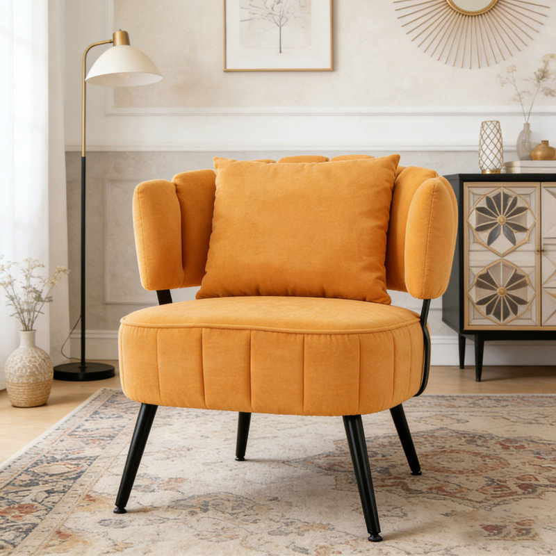 Chaise d'appoint avec siège à ressorts ensachés, Jaune