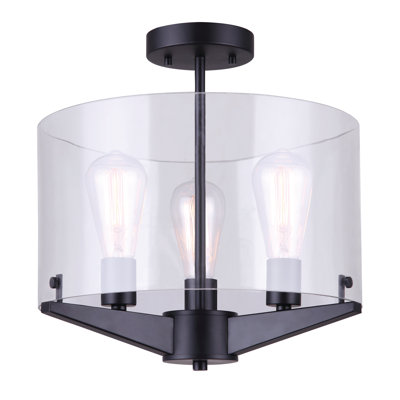 Plafonnier semi-encastré 3 lumières 14,58 po unique Omak