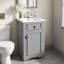 Meuble-lavabo de 20 po avec lavabo en céramique - porte à fermeture en douceur, tablette ajustable en U et support de rangement fixé à la porte, structure en bois massif, armoire autoportante compacte pour petites salles de bain-2067605293