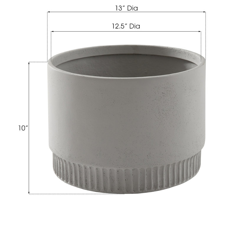 Pot de fleurs en résine Harvest, H 10 po x l 13 po x P 13 po, Gris clair