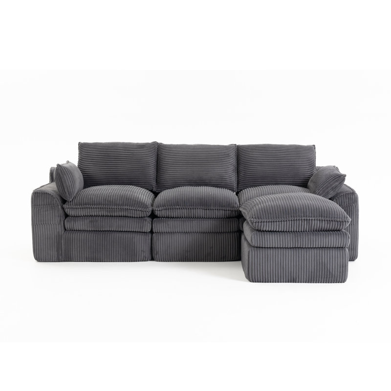 104'' Reversible Upholstered L-Shape Sectional Sofa, Gray