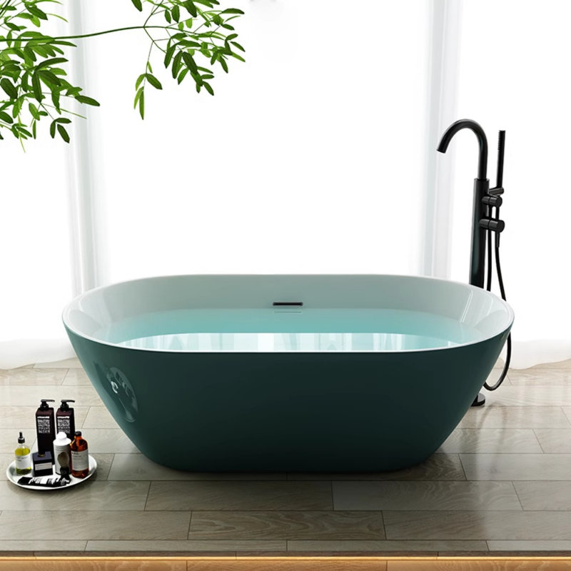 63'' x 29.5'' Soaking Acrylic Bathtub, Green