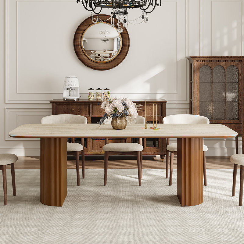 Table de salle à manger 78 po, H 29,5 po x L 71 po x P 35,4 po, Beige