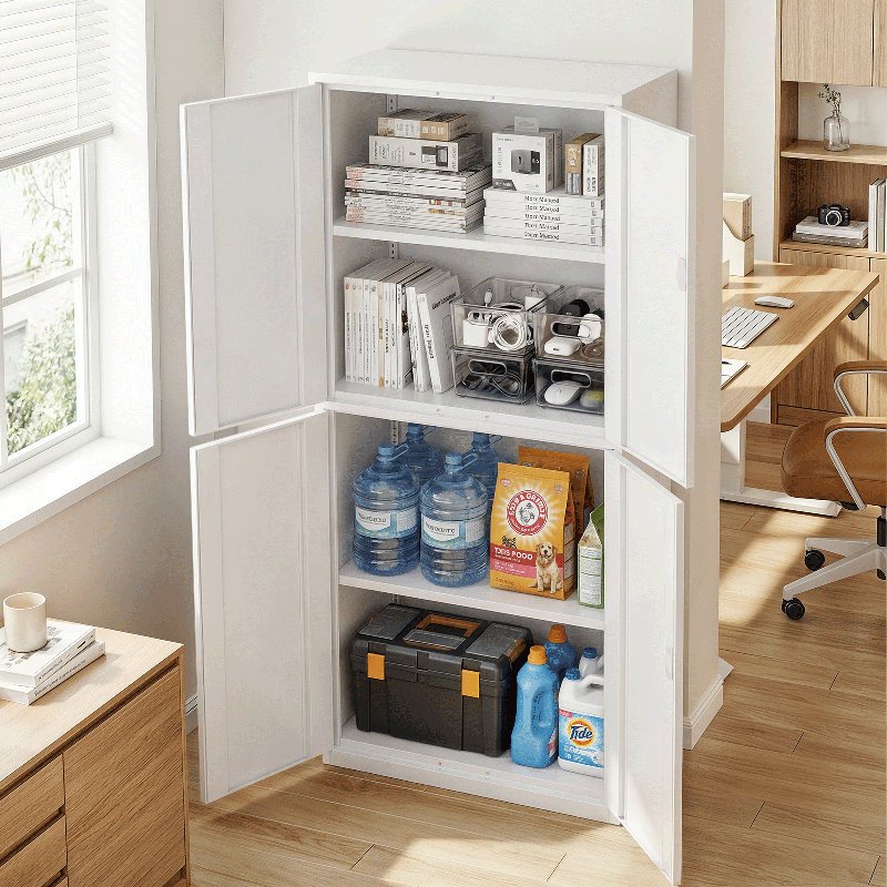 Armoire de rangement en métal 71 po, organisateur de rangement de garage avec portes verrouillables et tablettes réglables pour le bureau de l'atelier