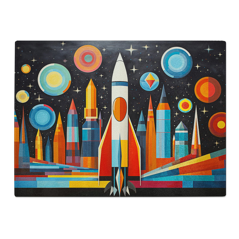 Rocket Geometric  Glass Chopping Board