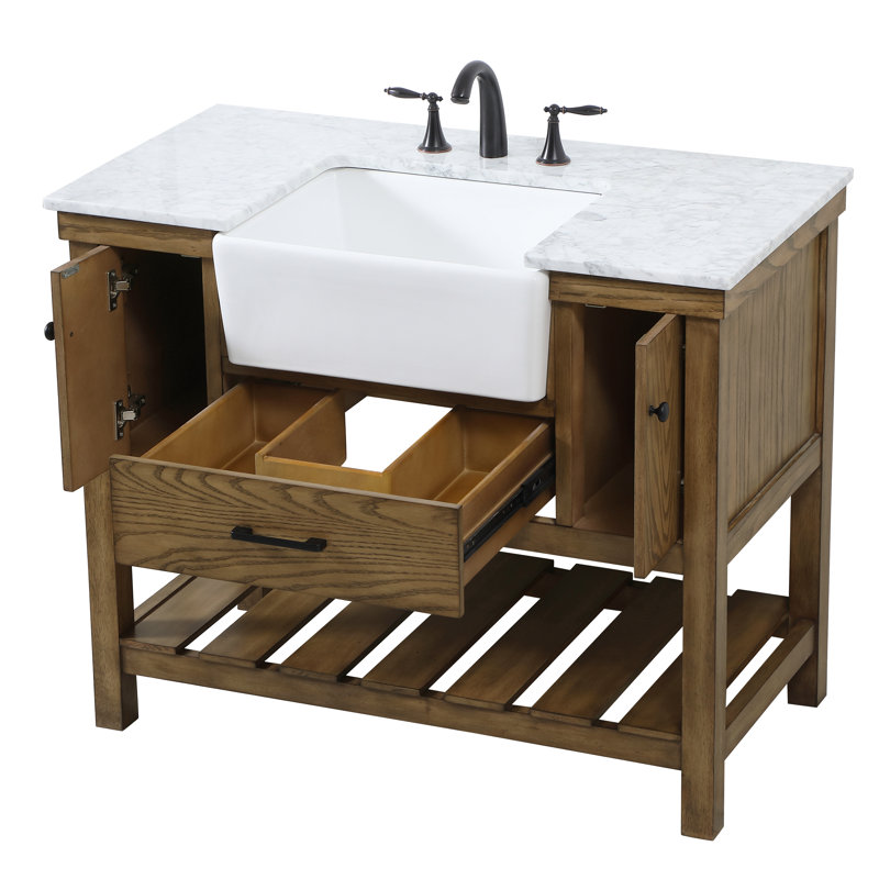Ensemble de meuble-lavabo simple 42 po Pelaghia, Bois flottant