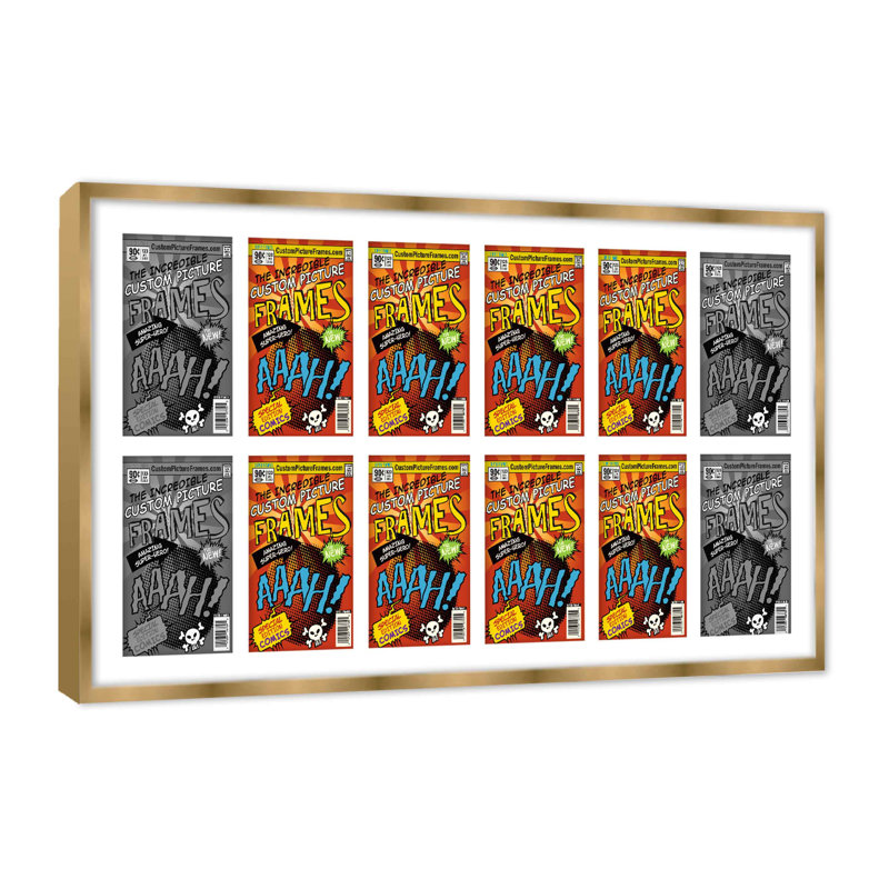 Wood Picture Frame with Mat, White/Gold, 6.875" x 10.5"