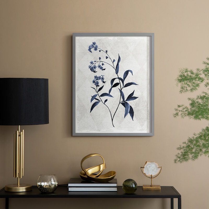 Harlequin Botanical I, reproduction encadrée - bois massif, Gris, H 15 po x l 12 po