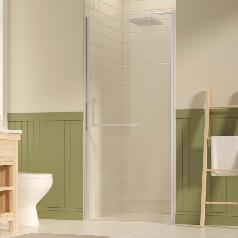 33-34" W ×72" H Frameless Pivot Shower Door, Pivot Swing Shower Glass Doors With 1/4"(6Mm) SGCC Clear Tempered Glass,Explosion-Proof Film, Reversible Installation