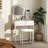 Vanity Desk Set With Led Lighted Mirror & Power Outlet, Makeup Table
