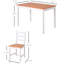 Ensemble de salle à manger 4 personnes en bois massif avec finition blanche classique, table de cuisine compacte et chaises pour petits espaces