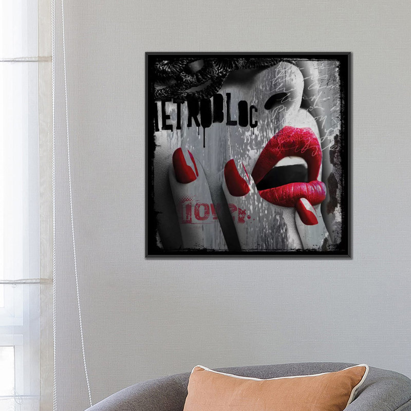 « love », impression sur toile, Toile avec cadre noir, Pas de tapis, H 37 po x l 37 po x P 1,5 po