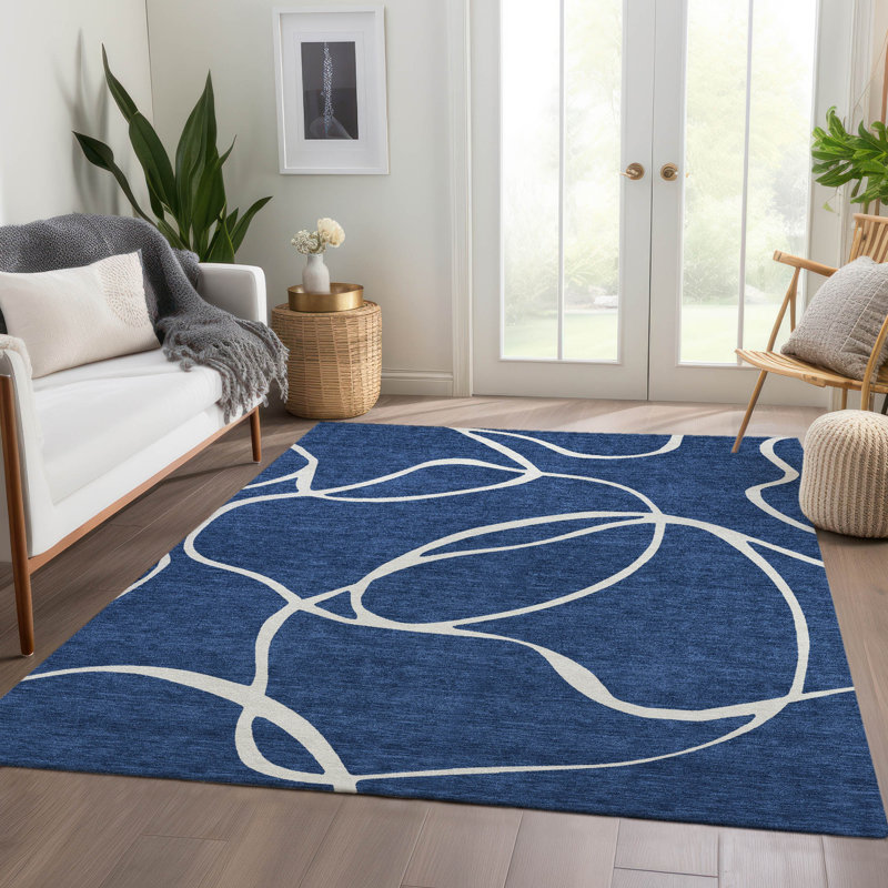 Premium Machine Washable Corum AMF999 Swirls Rug, Rectangle 2'6" x 3'10"