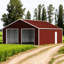 Abri de rangement pour grange double rouge et brun en acier, 22 pi x 23 pi, acier de calibre 14, métal 26, toit renforcé