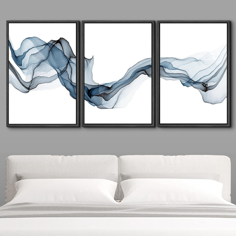 Smoke Effect " Flowing Blue Smoke " 3 - Pieces, 36" H x 72" W, Black