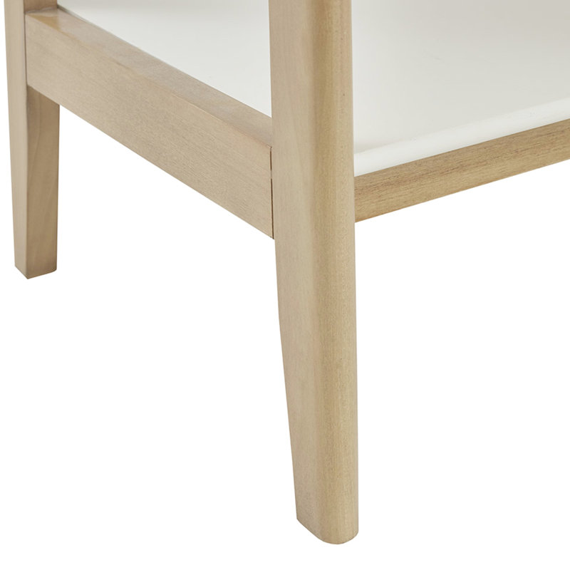 Unité de rangement d'inspiration Mid-Century - structure en bois massif, cadre blanc à 5 tablettes, Off-White/Natural