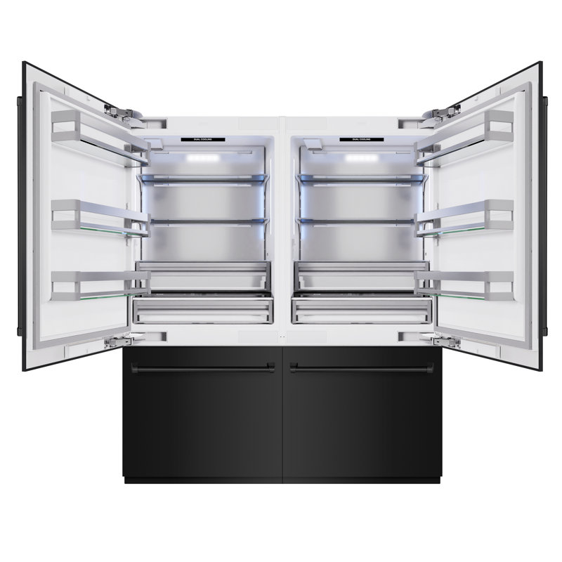 ZLINE 72 in. Built-In Refrigerator w/ Water Dispensers & Ice Makers in DuraSnow Steel, Black Stainless Steel