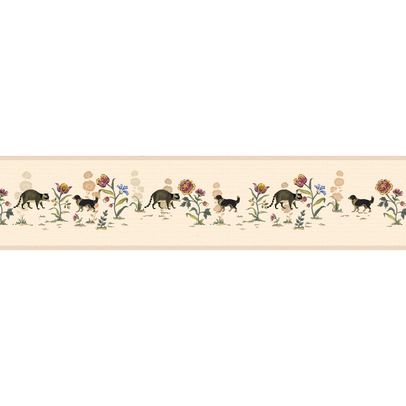 Bordure de papier peint à peindre L 15 pi x l 7 po Dogs and Flowers