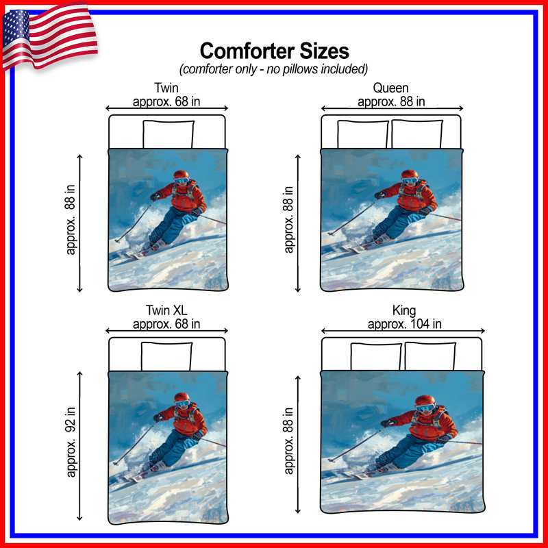 Skier In Action Comforter, Queen