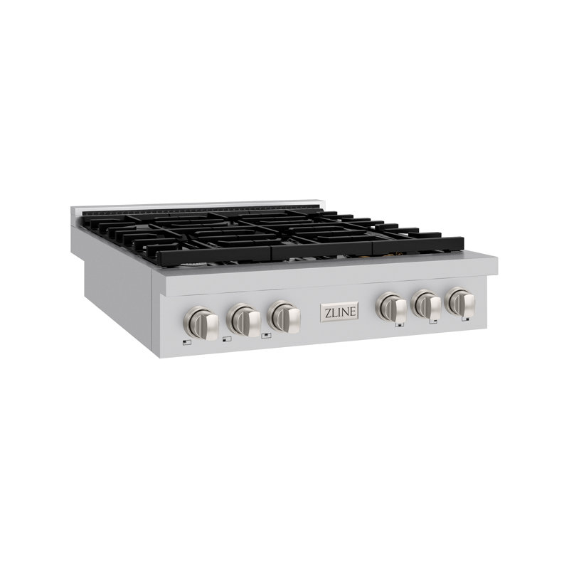 ZLINE 36 in. Autograph Paramount Gas Rangetop w/ 6 Burners & Champagne Bronze Accents, Stainless Steel
