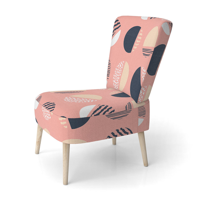 Chaise d'appoint rembourrée à motif crème avec motif géométrique crème