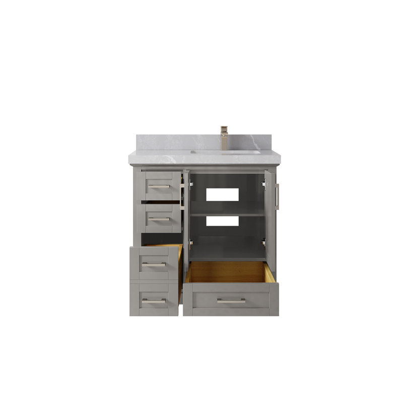 Boston 36 po X P 22 po De meuble-lavabo droit D Quartz gris perle